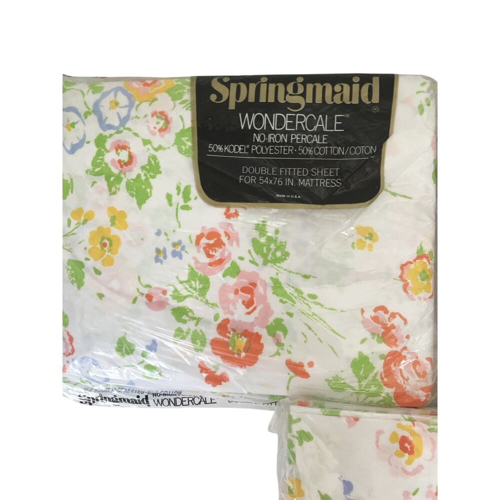 Vintage Springmaid Wondercare Floral Double Sheet Set